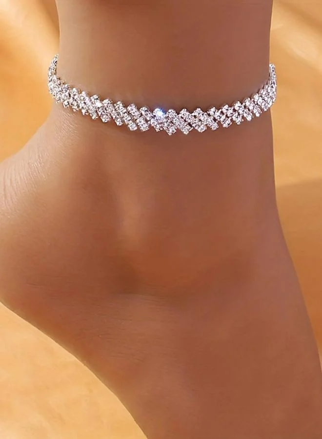 Take Two  Women Silver Rhinestone Anklet for Women | Best Price UAE